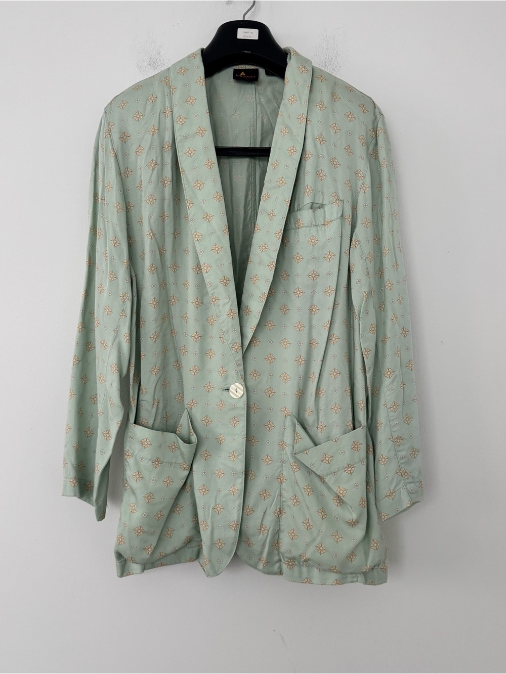 Vintage Lizsport Blazer Jacket M Green Floral Rayon Cottagecore Indie Korea Made